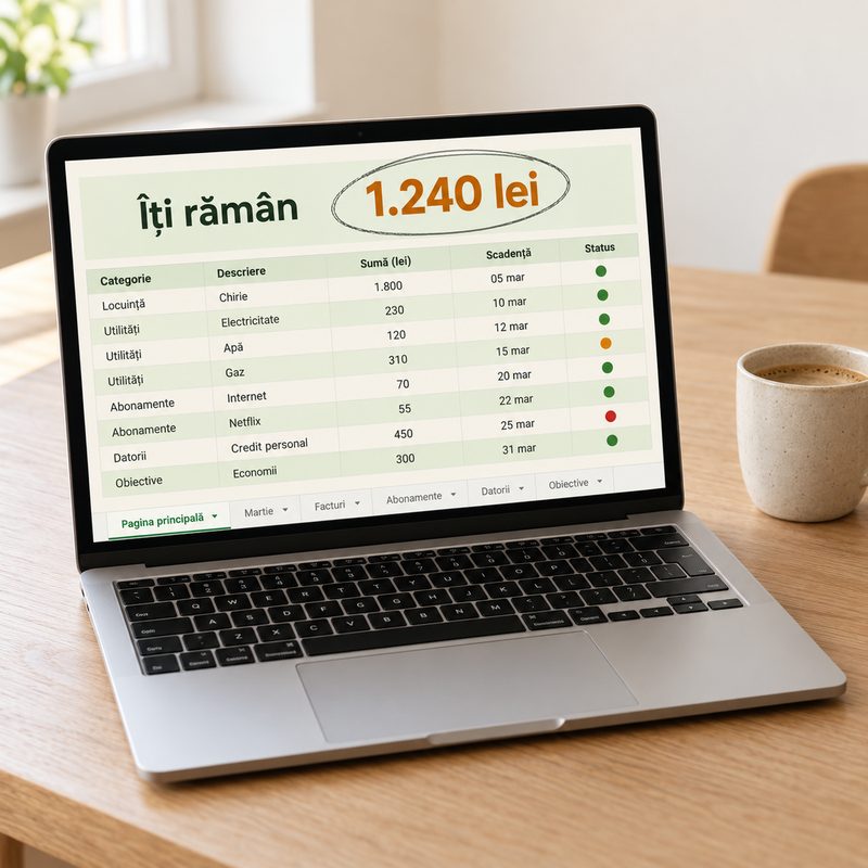 Plannerul Cât Îmi Rămâne deschis pe laptop